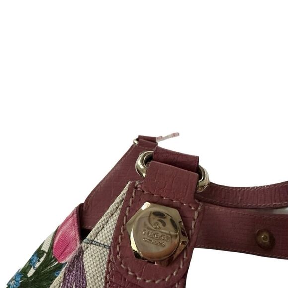 Gucci flora magenta pink leather trimmed tote - Picture 7 of 11